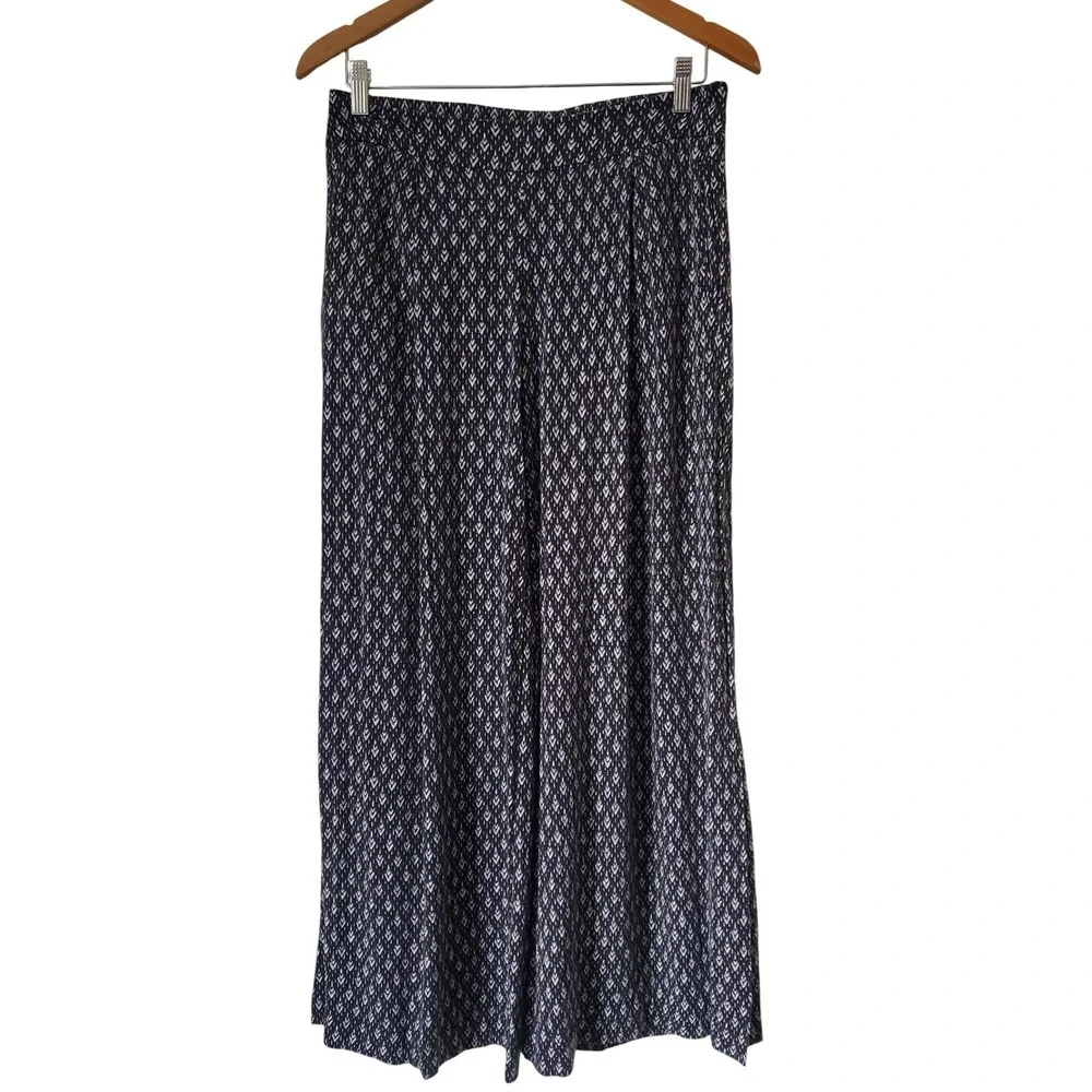 Elevenses Anthropologie Kaimana Wide Leg‎ Palazzo Pants Black White Geometric SP